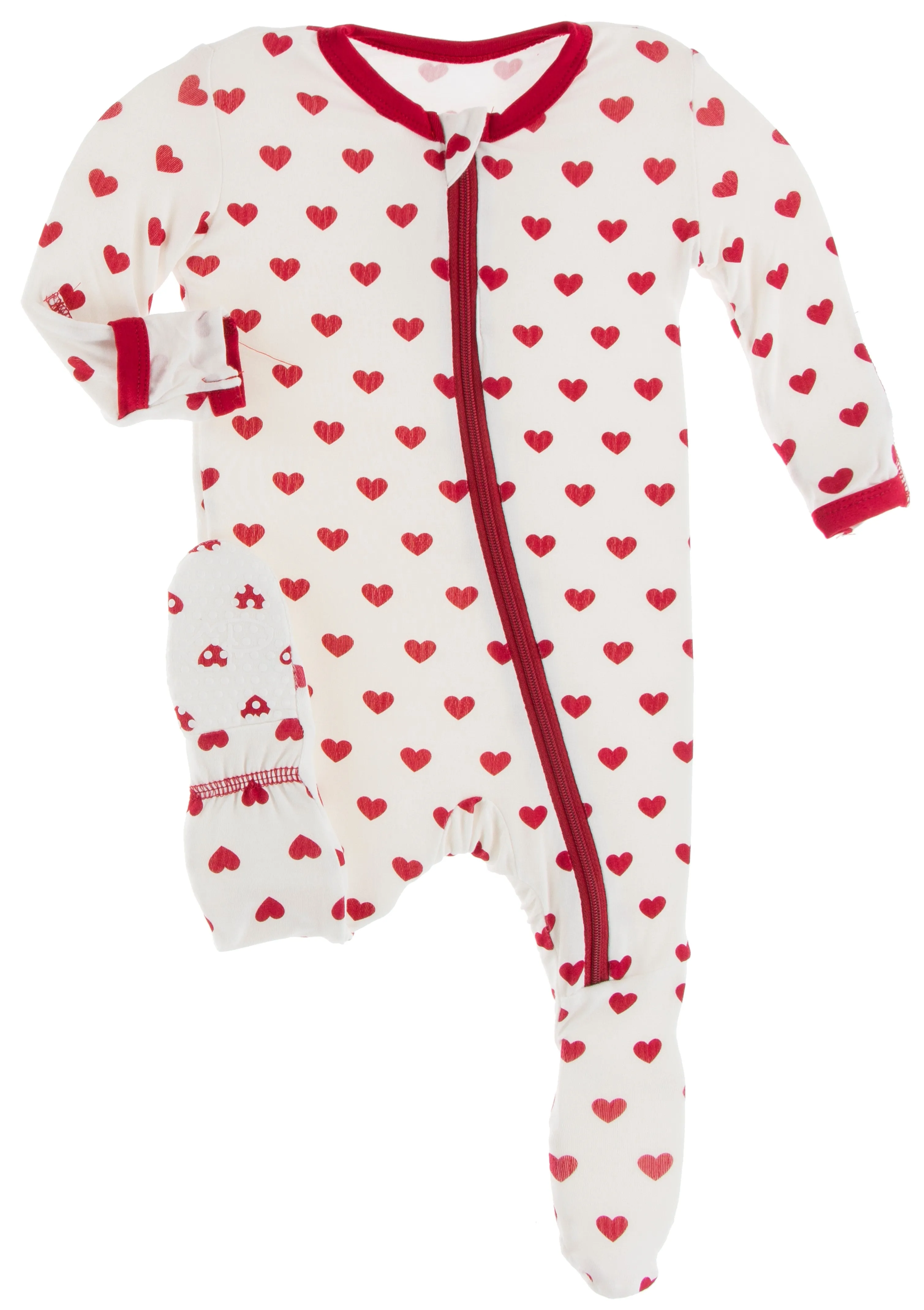 KicKee Pants Natural Hearts Footie with Zipper