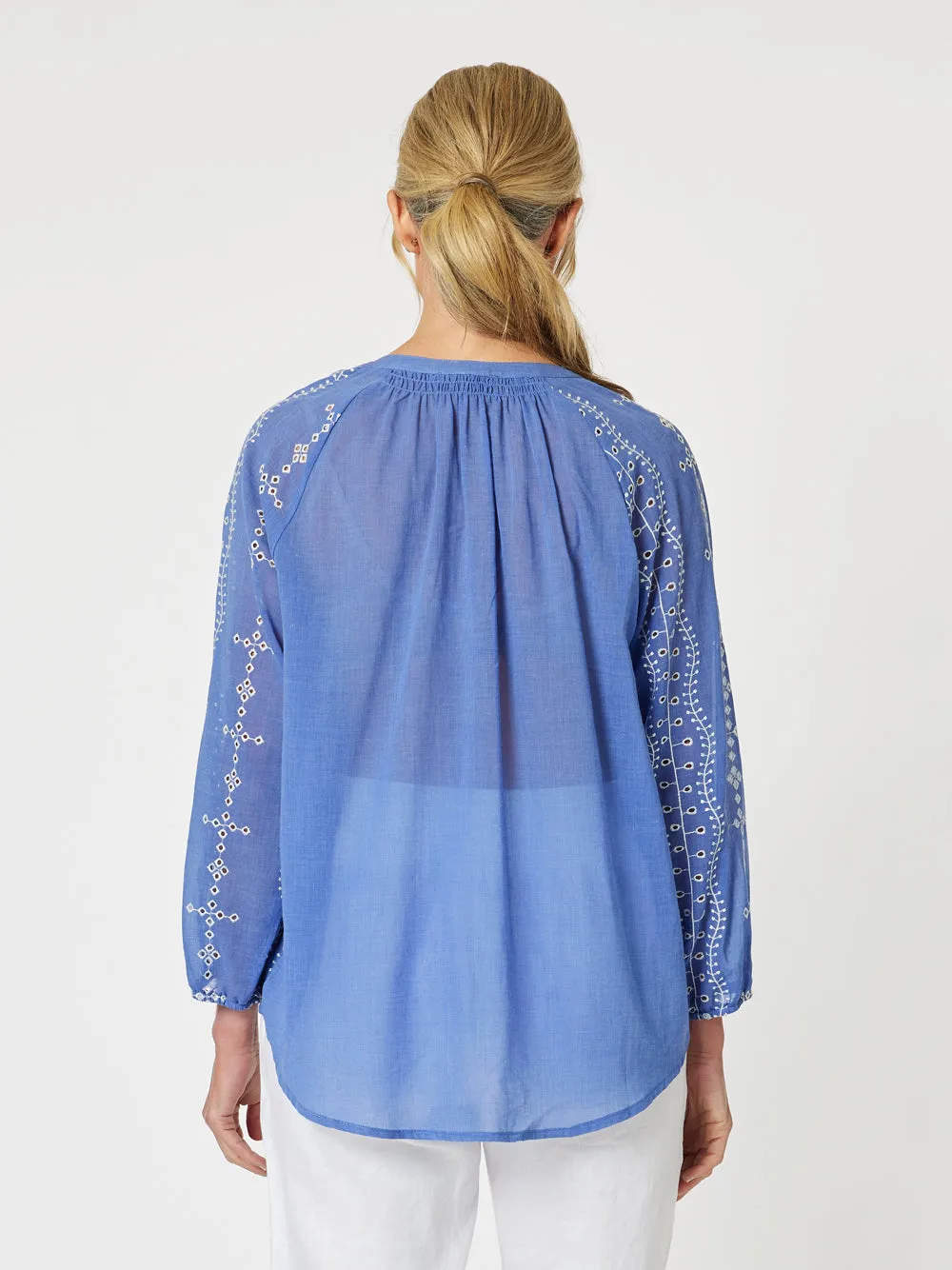 Lizzy Embroidered Tunic - Cornflower