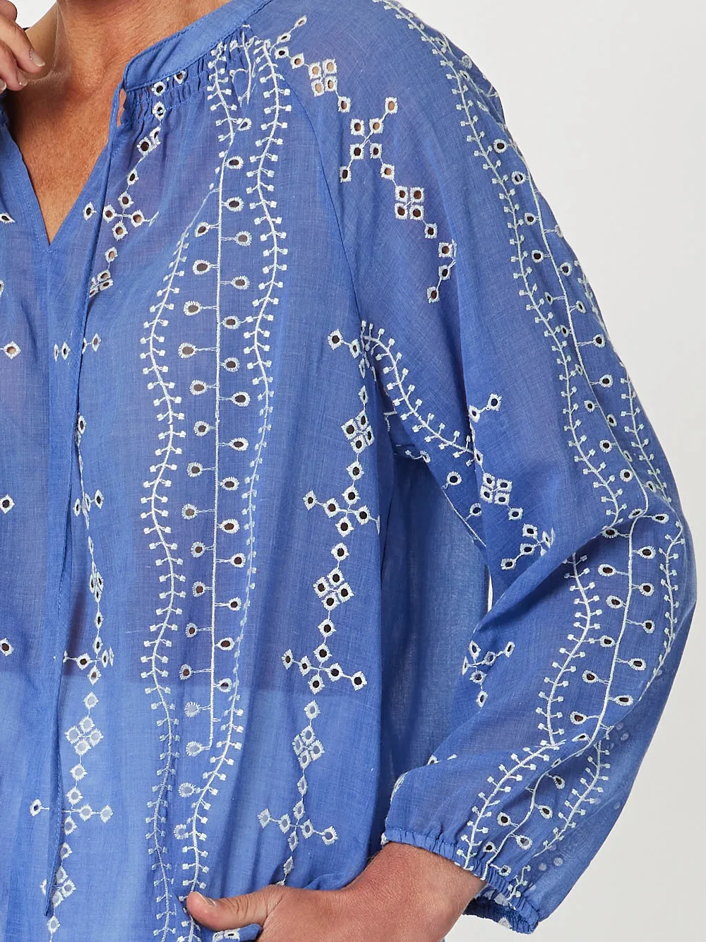 Lizzy Embroidered Tunic - Cornflower