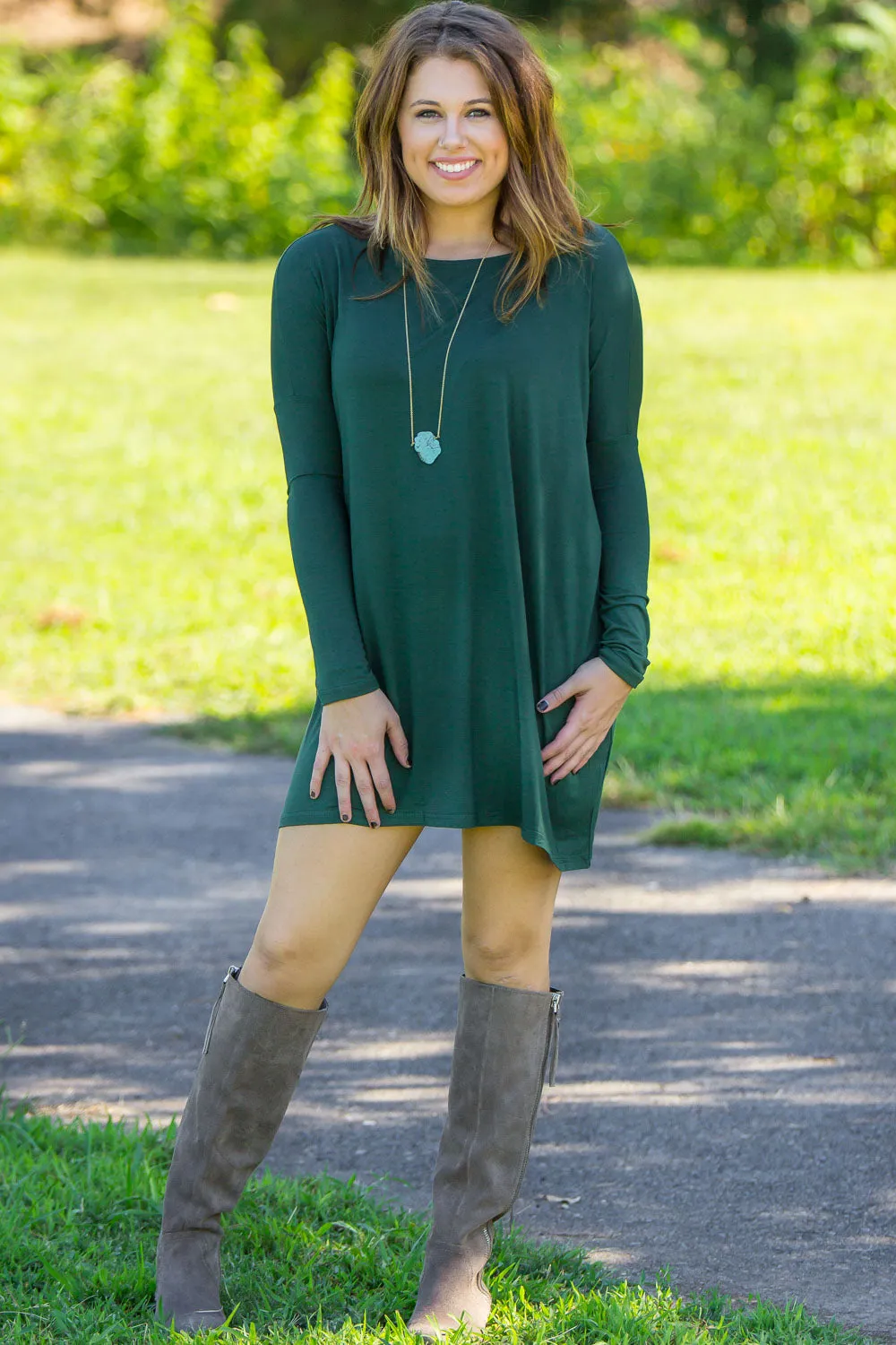 Long Sleeve Piko Tunic - Jade Forest