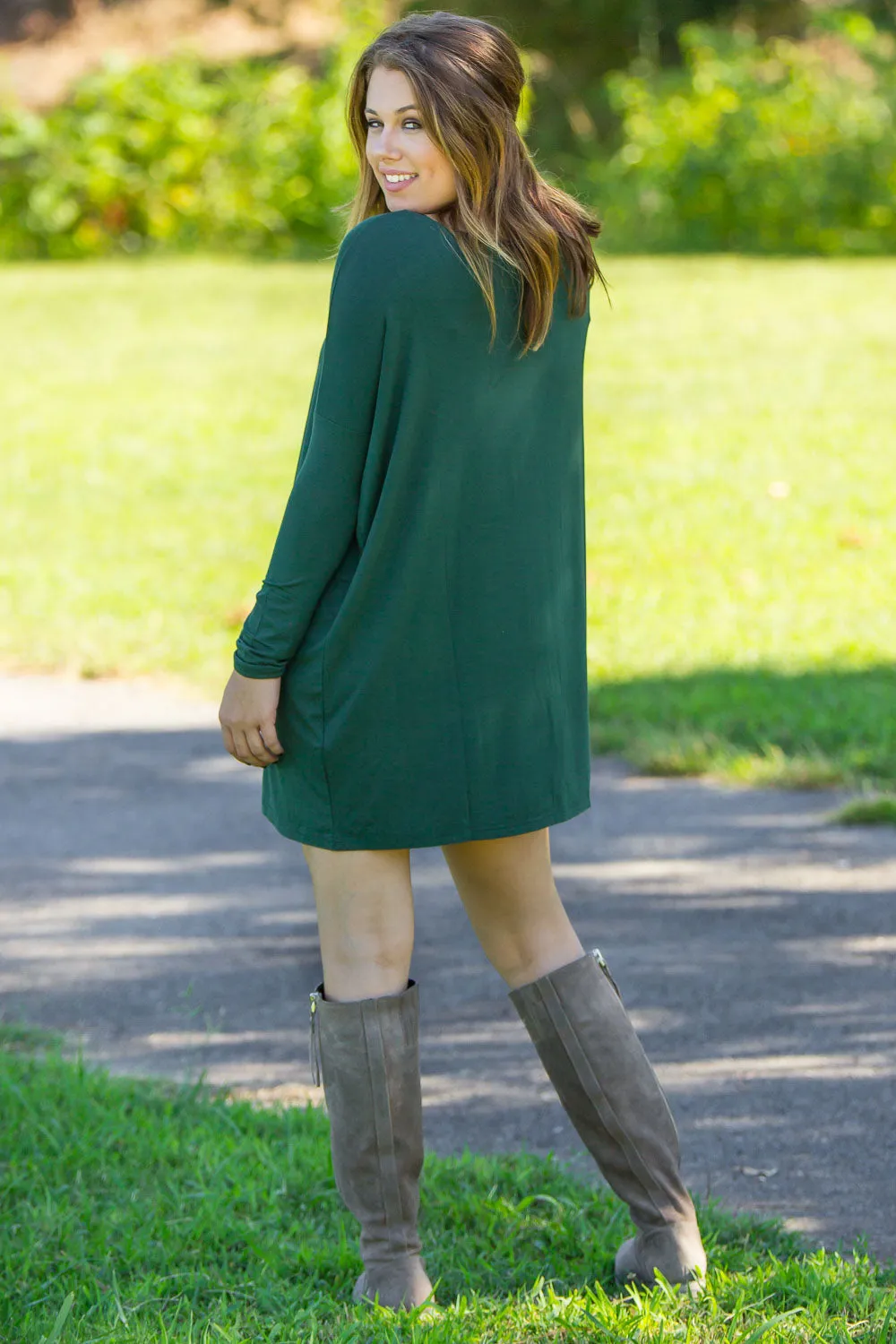 Long Sleeve Piko Tunic - Jade Forest