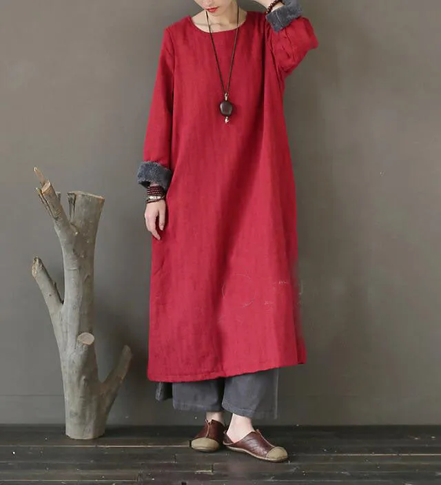 Long Sleeve Winter Fleece Cotton Outwear Women Dress XMLP9201229