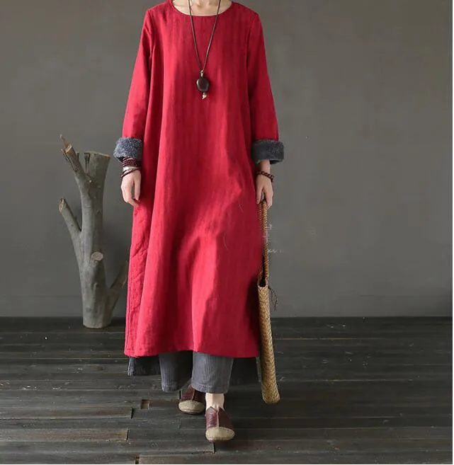 Long Sleeve Winter Fleece Cotton Outwear Women Dress XMLP9201229