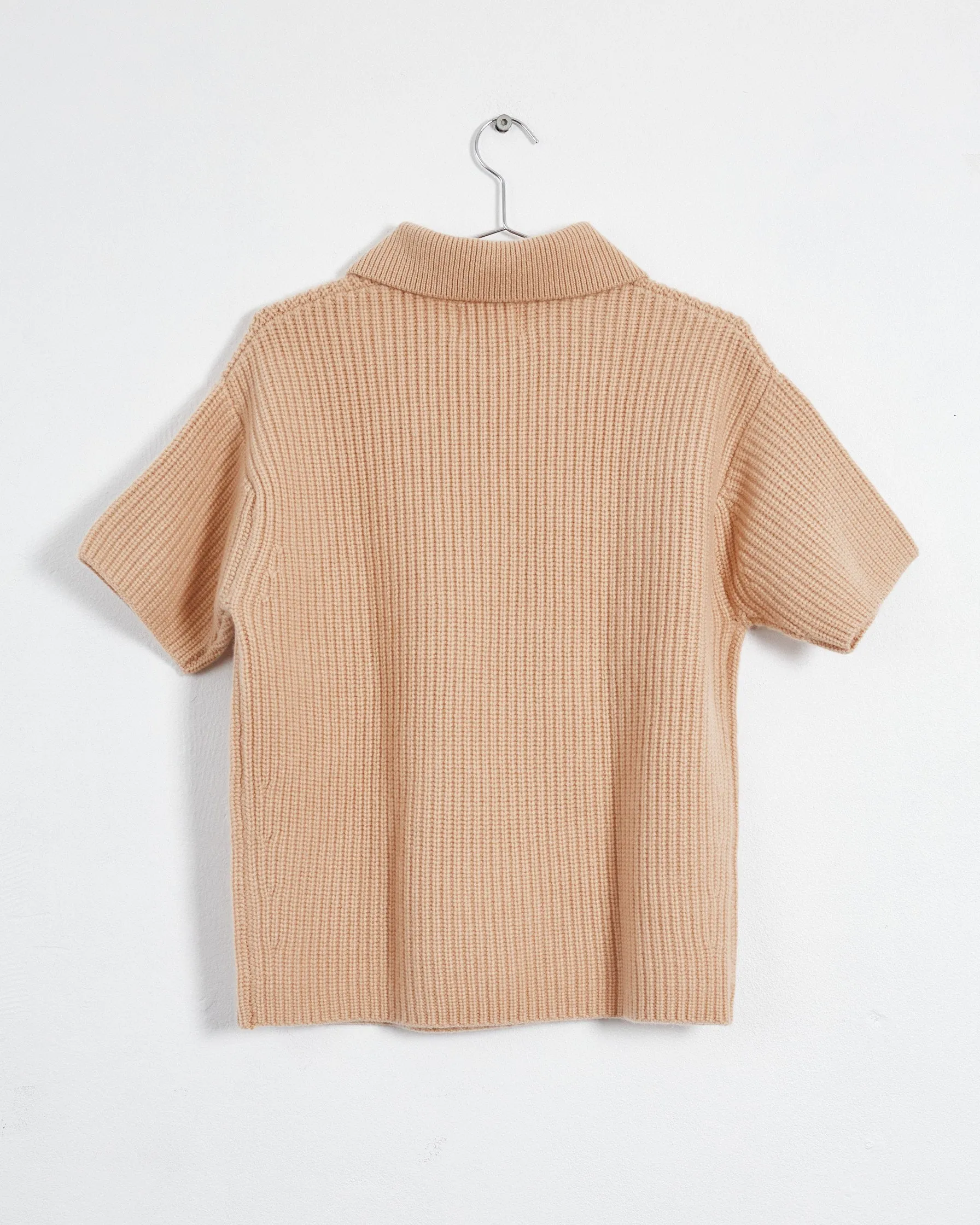 Loulou Studio 'rusinga' chunky cashmere polo top, beige, 6-10