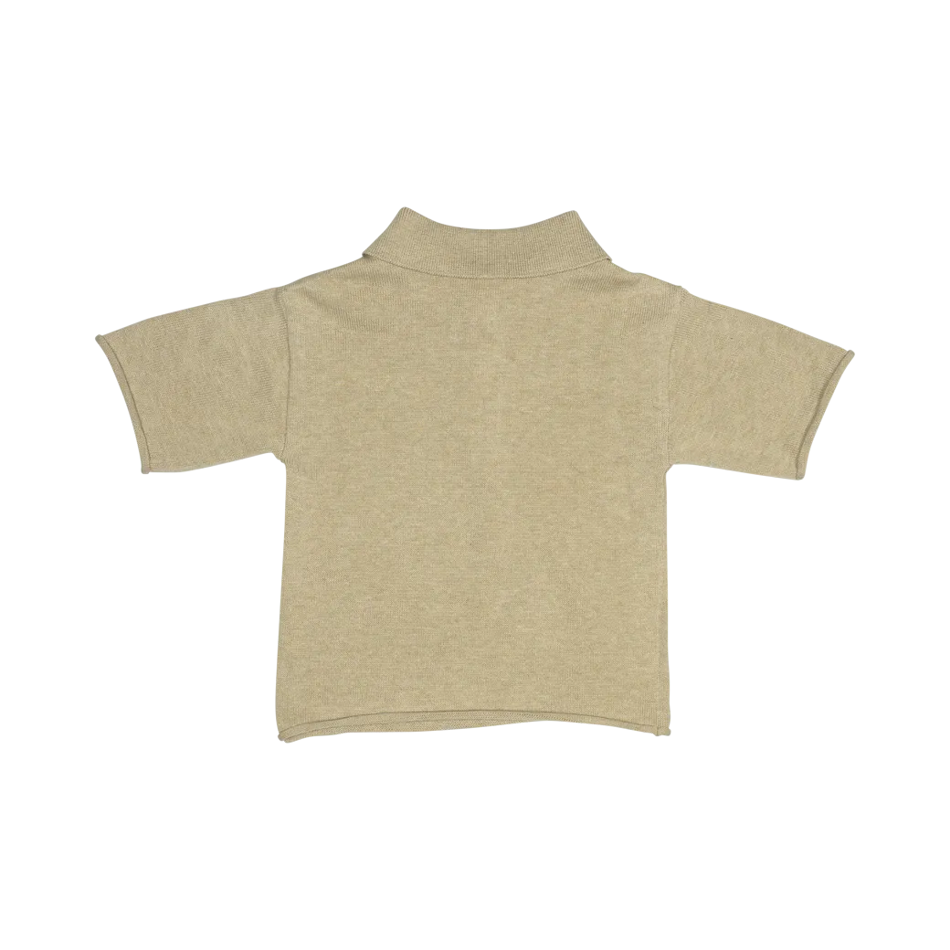 MACKAY KNITTED CASHMERE POLO-Sand