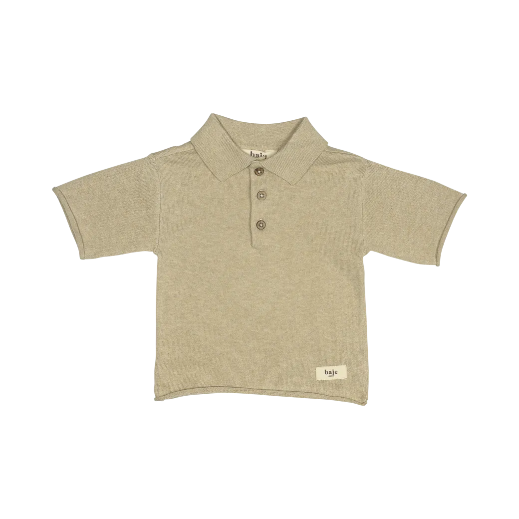 MACKAY KNITTED CASHMERE POLO-Sand