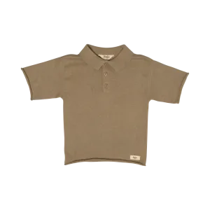 MACKAY KNITTED CASHMERE POLO-Taupe