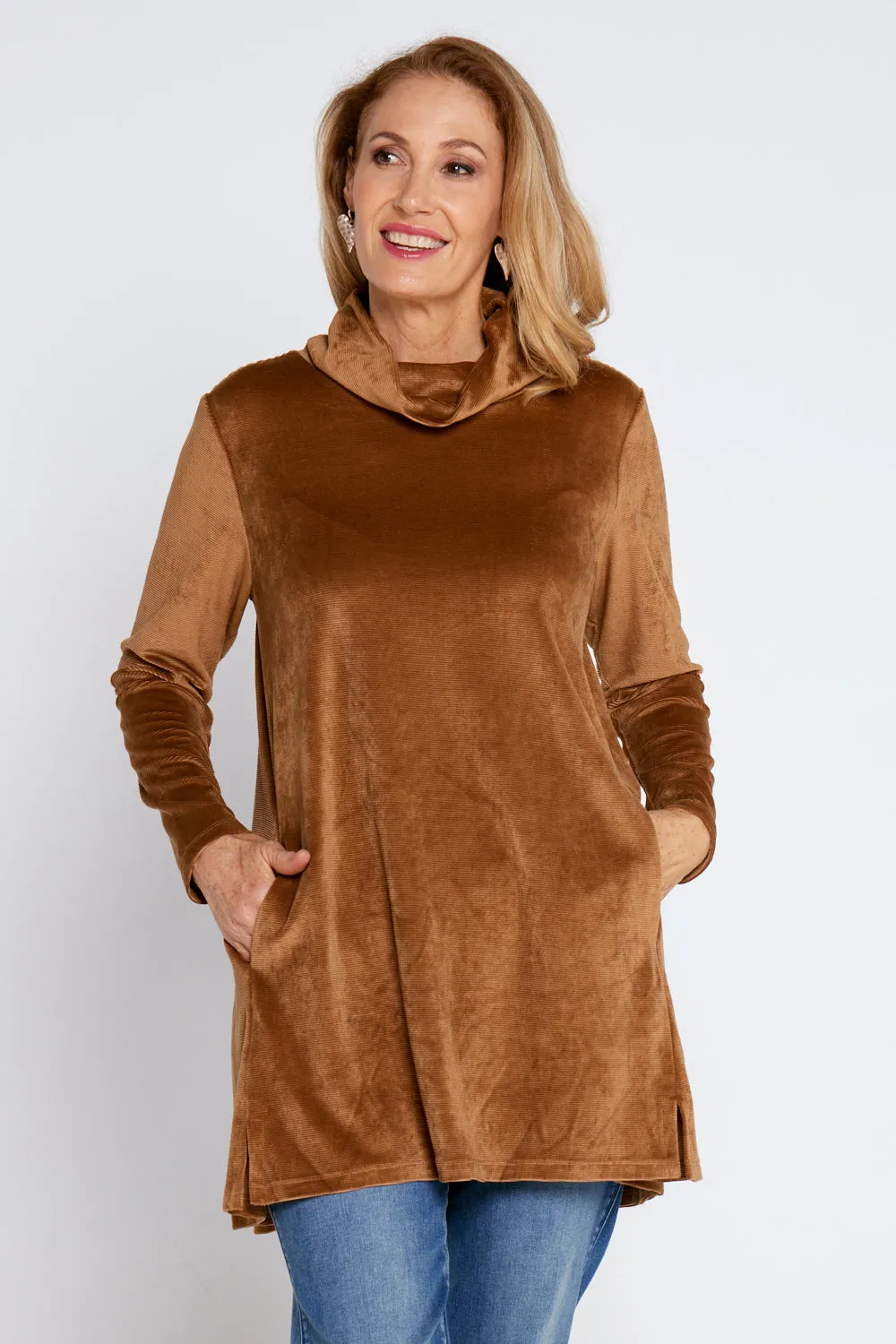 Melanie Velour Tunic - Camel