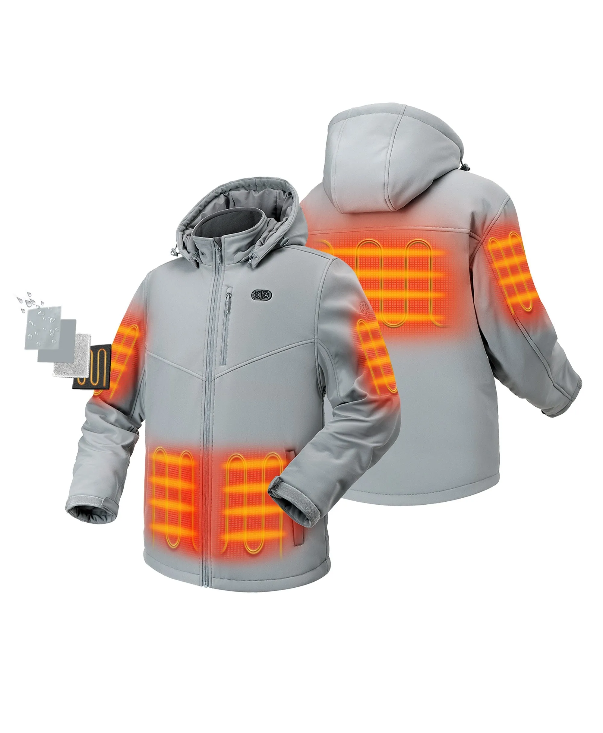 Men's Dual Control Heated Jacket with 5 Heating Zones (Pocket Heating)