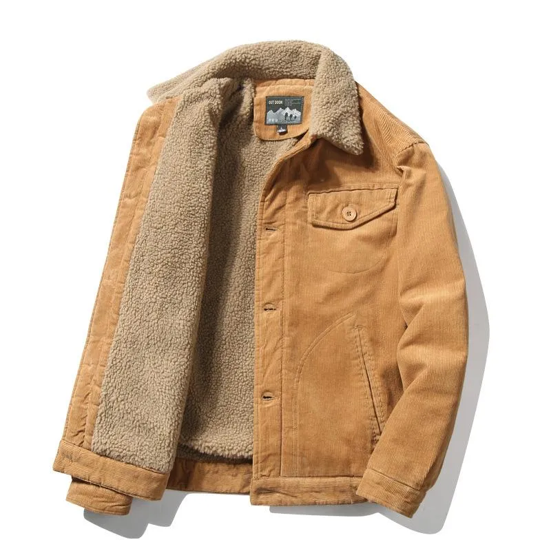 Men's Winter Retro Fleece Corduroy Western Jacket