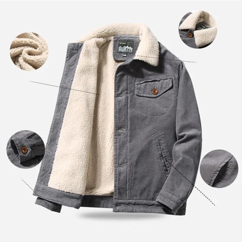 Men's Winter Retro Fleece Corduroy Western Jacket