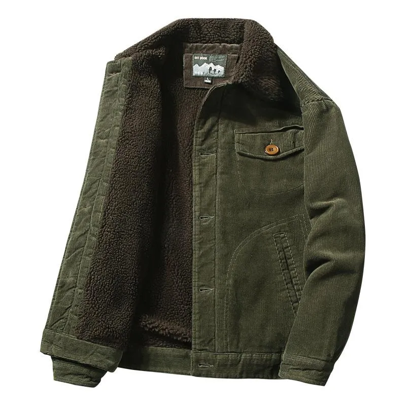 Men's Winter Retro Fleece Corduroy Western Jacket