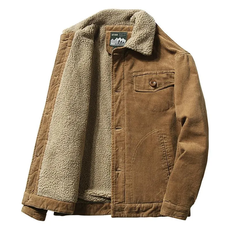 Men's Winter Retro Fleece Corduroy Western Jacket