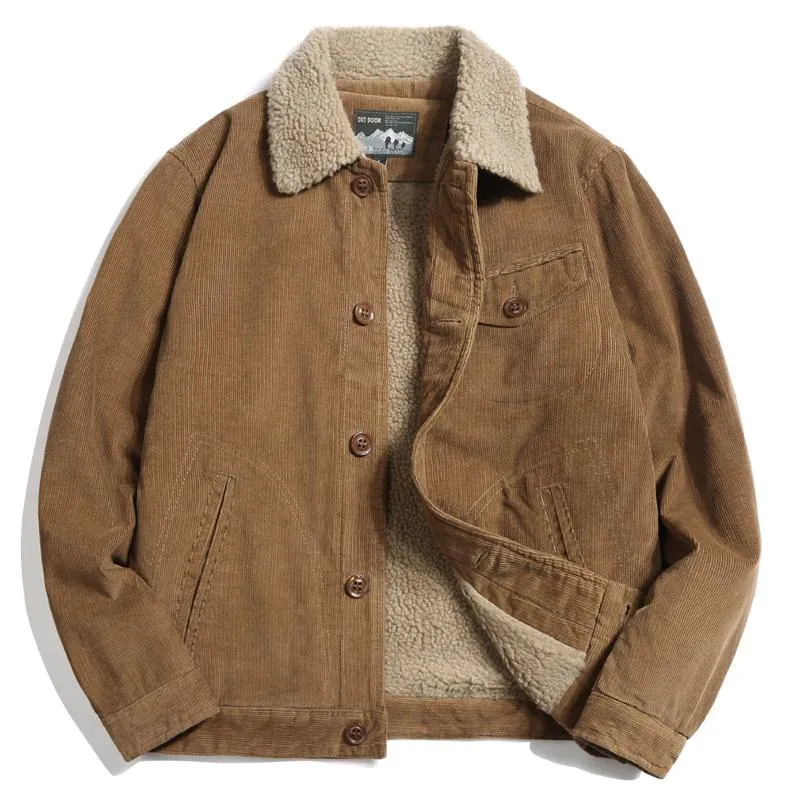 Men's Winter Retro Fleece Corduroy Western Jacket