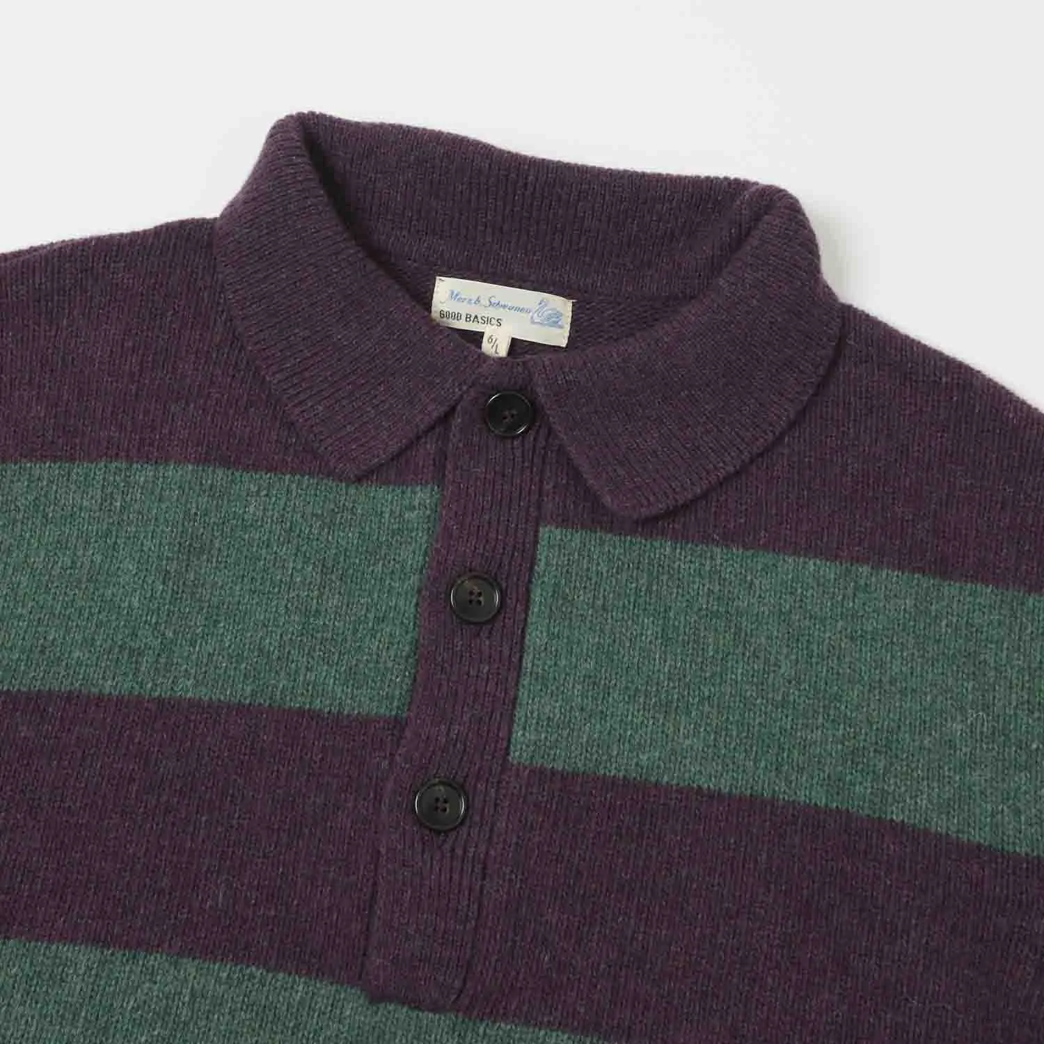 Merz b. Schwanen RWPL01 Stripe Polo- Purple/Dark Teal