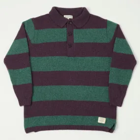 Merz b. Schwanen RWPL01 Stripe Polo- Purple/Dark Teal