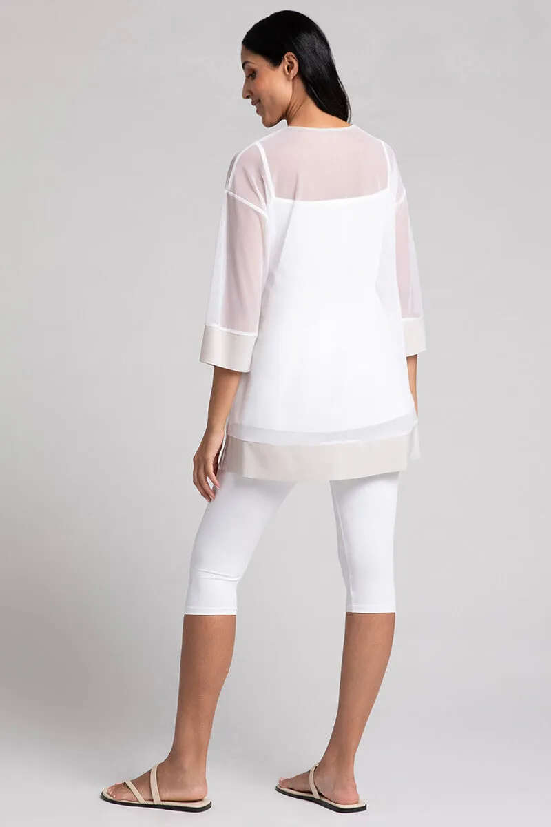 Mesh Keyhole Tunic | White