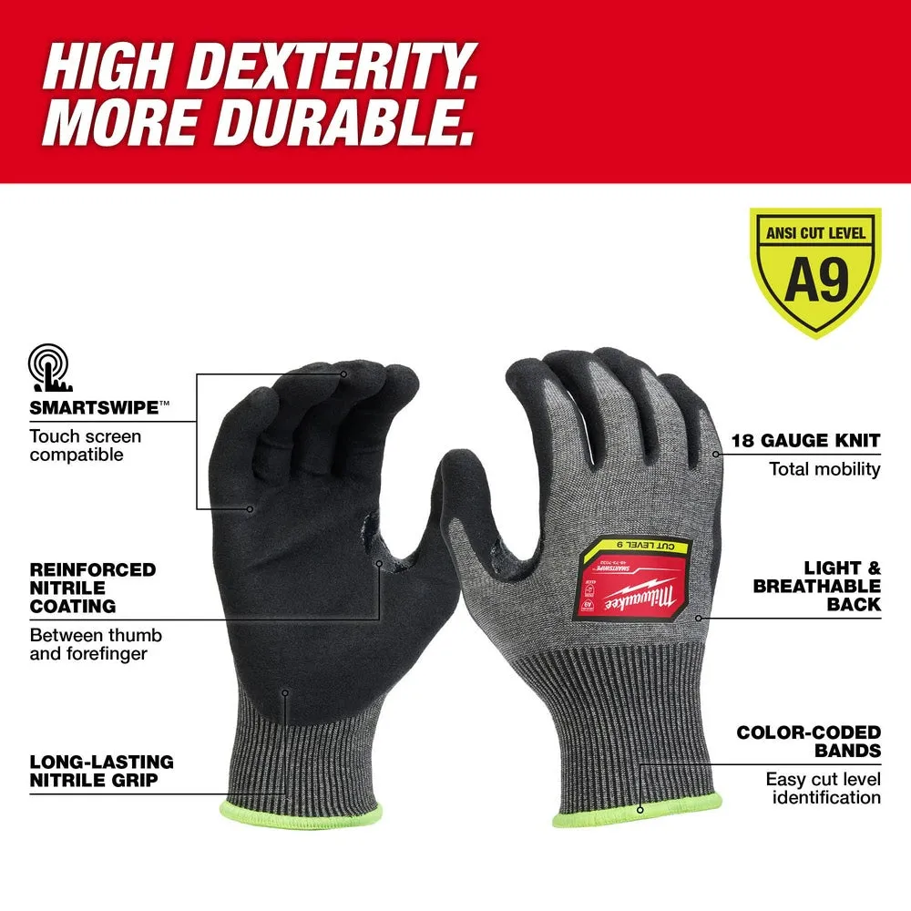 Milwaukee 48-73-7033B 12 Pair Cut Level 9 High-Dexterity Nitrile Dipped Gloves - XL