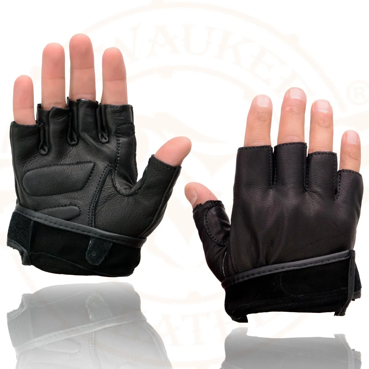 Milwaukee Leather MG7585 Men's Black Leather Gel Padded Palm