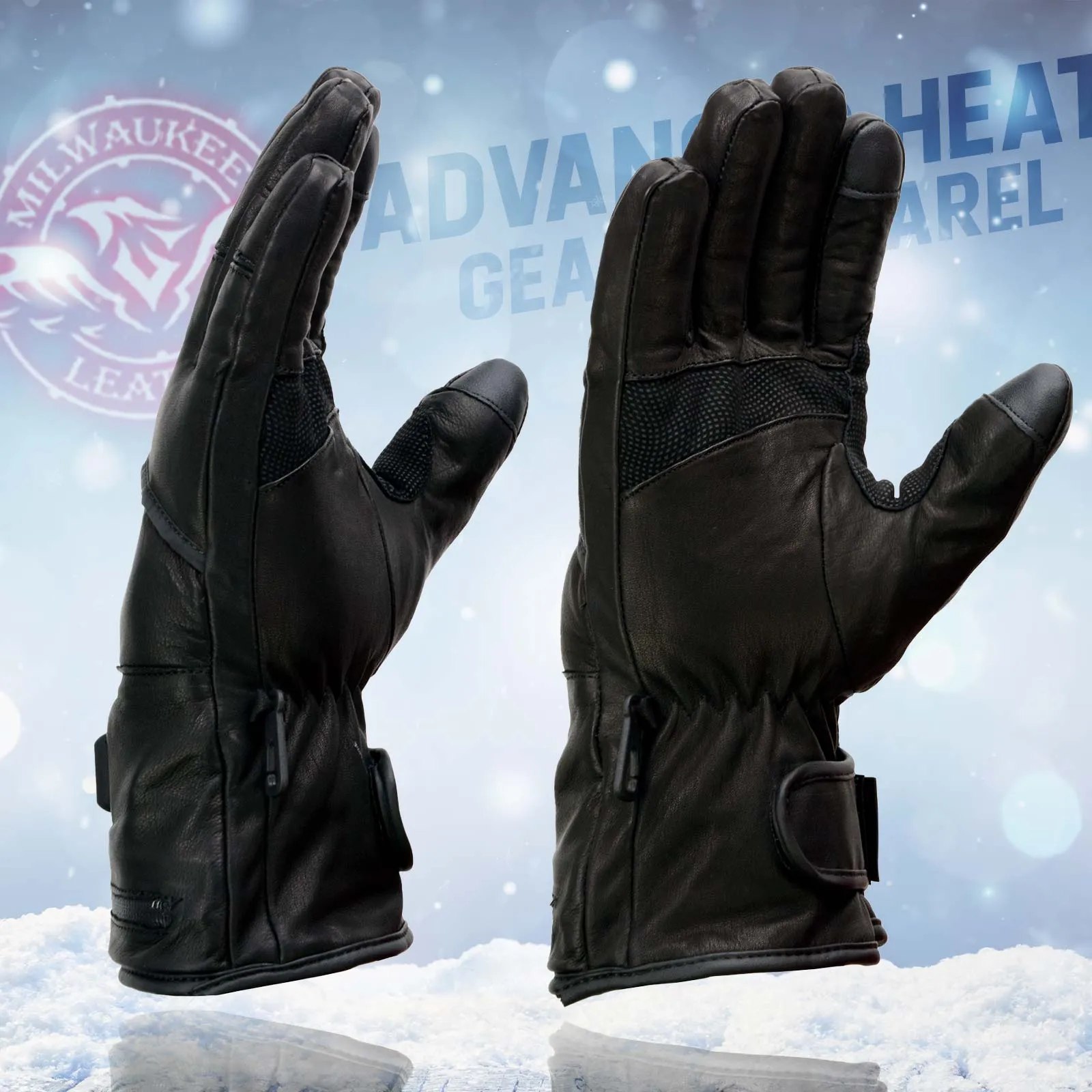 Milwaukee Leather MG7713SET Women's Heated Black Leather Winter Gloves