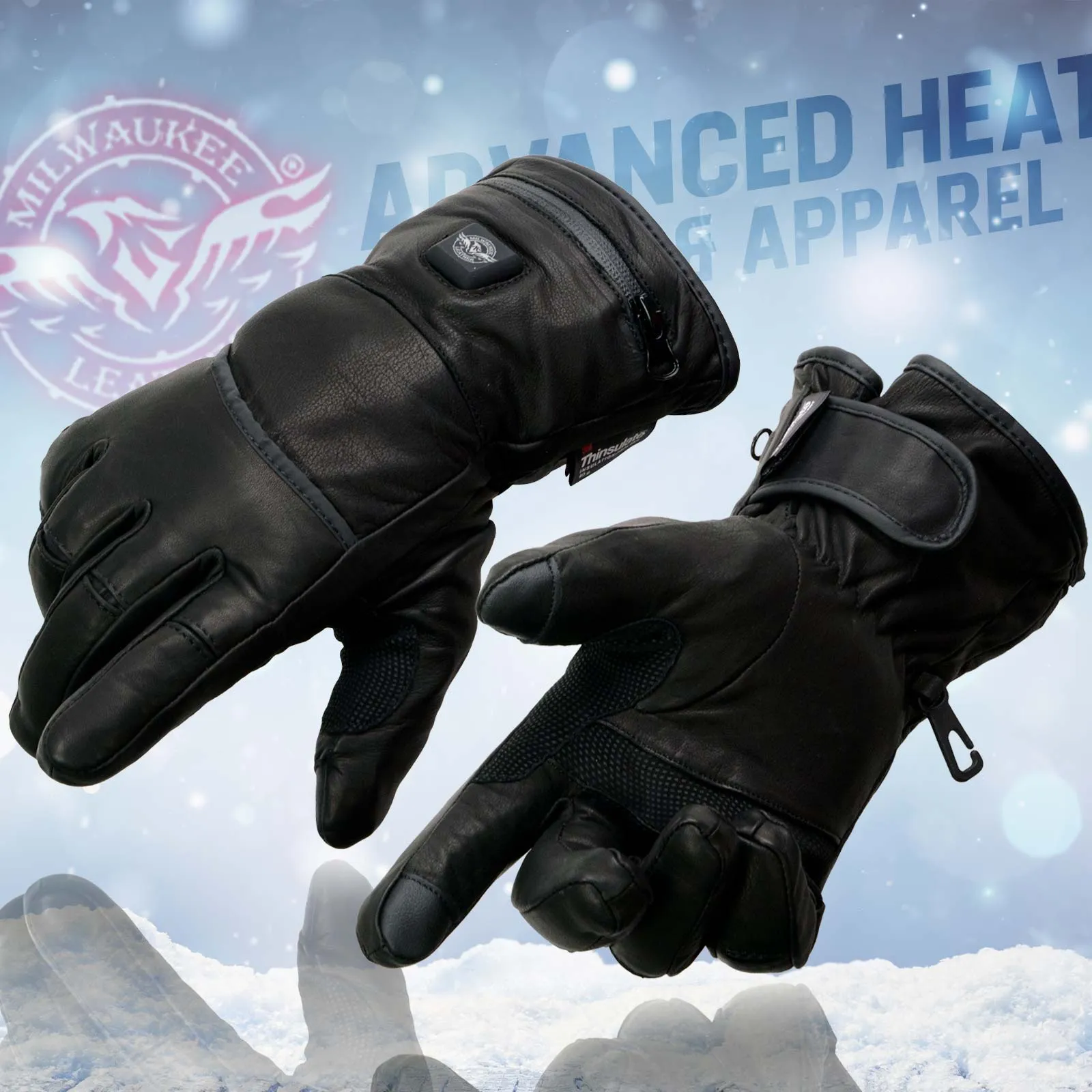 Milwaukee Leather MG7713SET Women's Heated Black Leather Winter Gloves