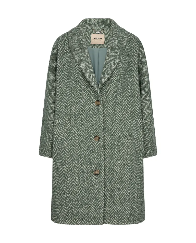 Mos Mosh Adelaide Sage Green Herringbone Coat