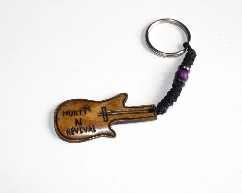 Mukti N Revival's Band Merchandise Guitar Shaped Bone Keychain