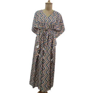 Multicolor Chevron Print Cotton Kaftan