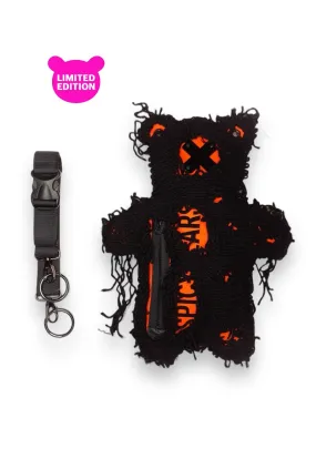 Neon Orange | Black Semi-Wool Coat | Spooky Bear Bag