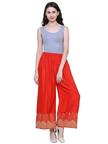 Nikshita Fashion Women's Cotton Abstract Design Ethnic Palazzo (Wk 3_19_21617, Red, Free Size)