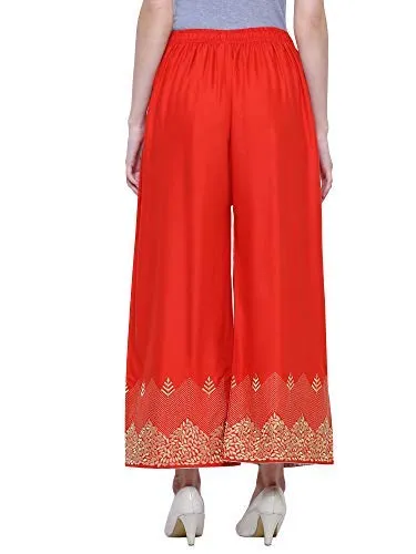 Nikshita Fashion Women's Cotton Abstract Design Ethnic Palazzo (Wk 3_19_21617, Red, Free Size)