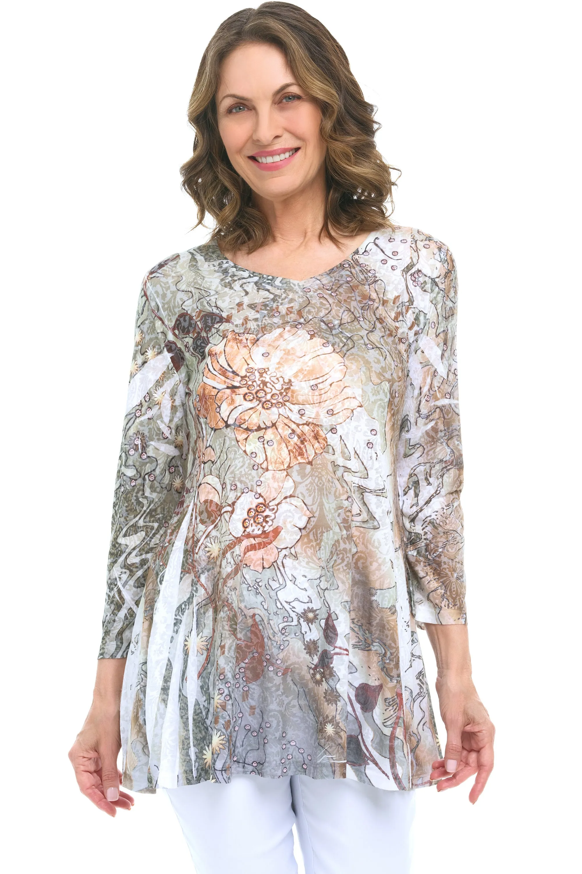 Nouveau Blooms Burnout V Tunic