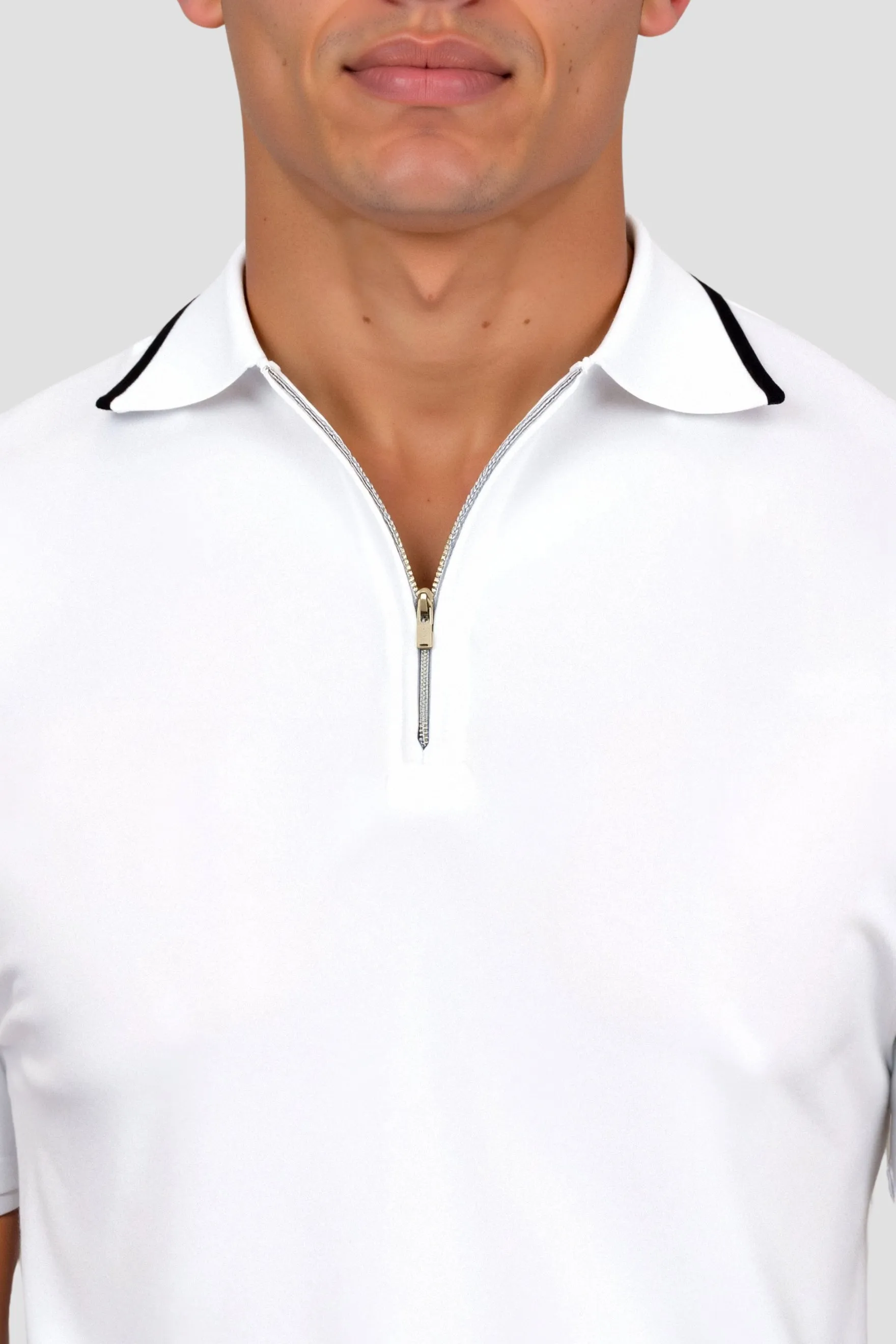 Old Money Color Matching Knitted Quarter Zip Golf Polo T-Shirt