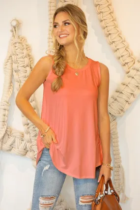 *Online Exclusive* Sleeveless Tunic Top in Coral