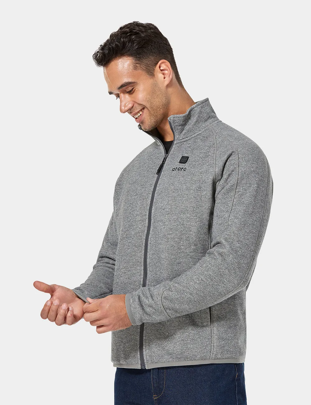 (Open-box) Men's Heated Full-Zip Fleece Jacket - Grey