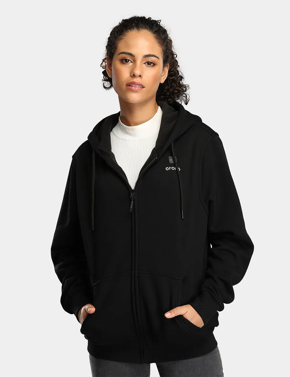 (Open-box) Unisex Heated Fleece Hoodie - Black / Grey