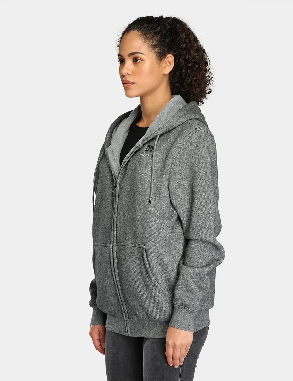 (Open-box) Unisex Heated Fleece Hoodie - Black / Grey