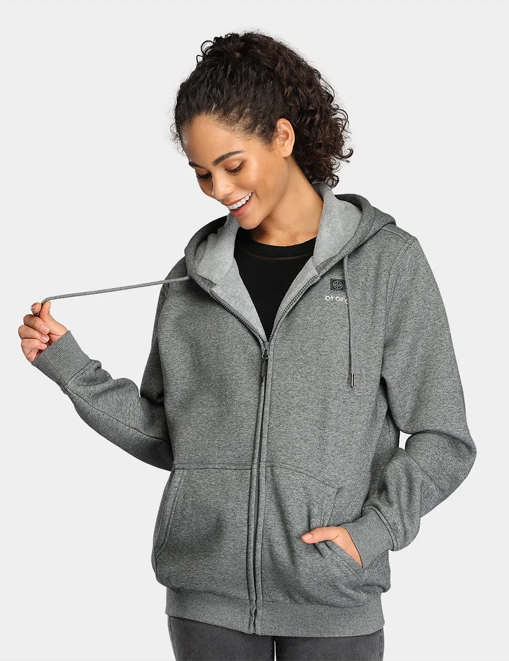 (Open-box) Unisex Heated Fleece Hoodie - Black / Grey