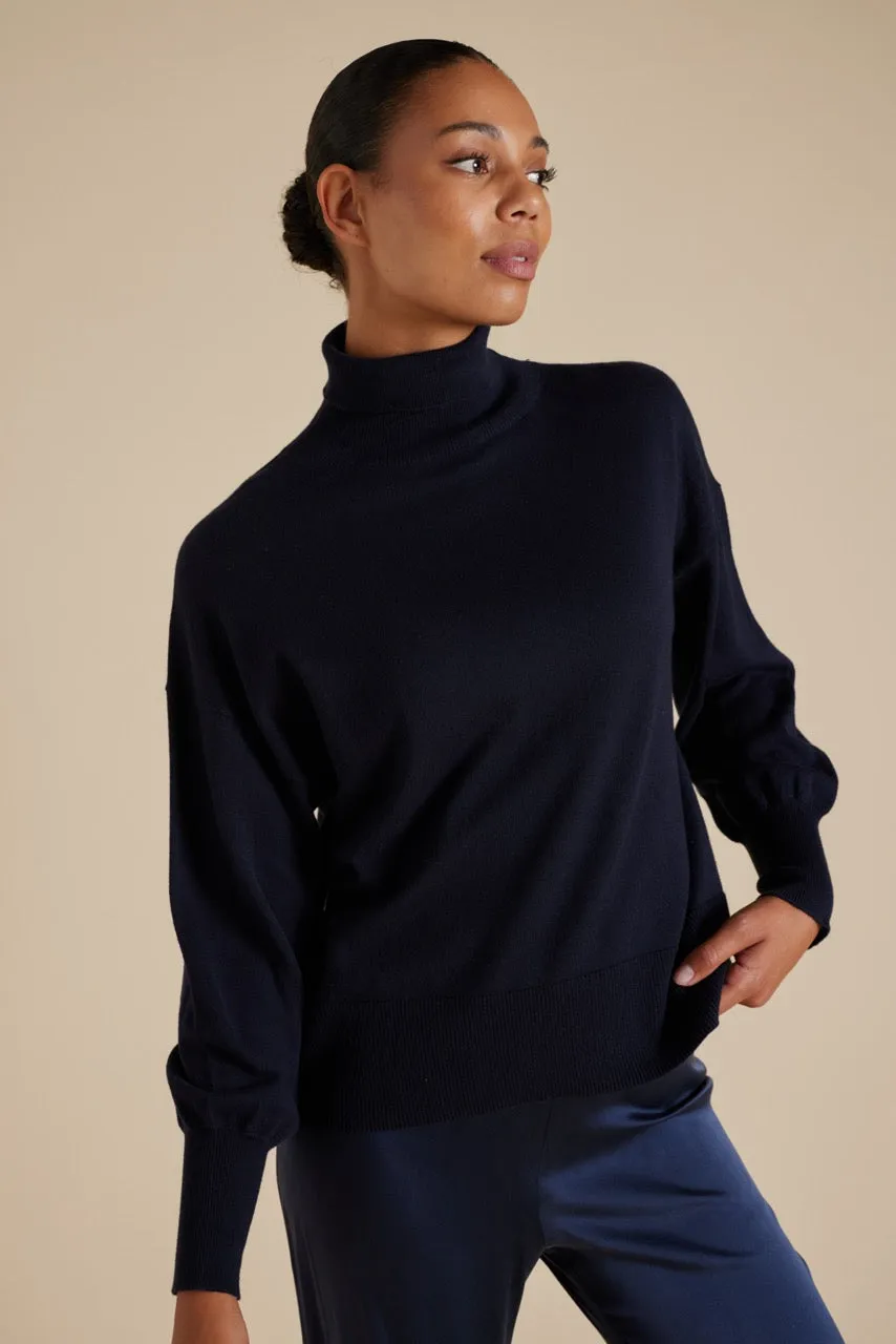 Opera Polo Knit in Neat Navy