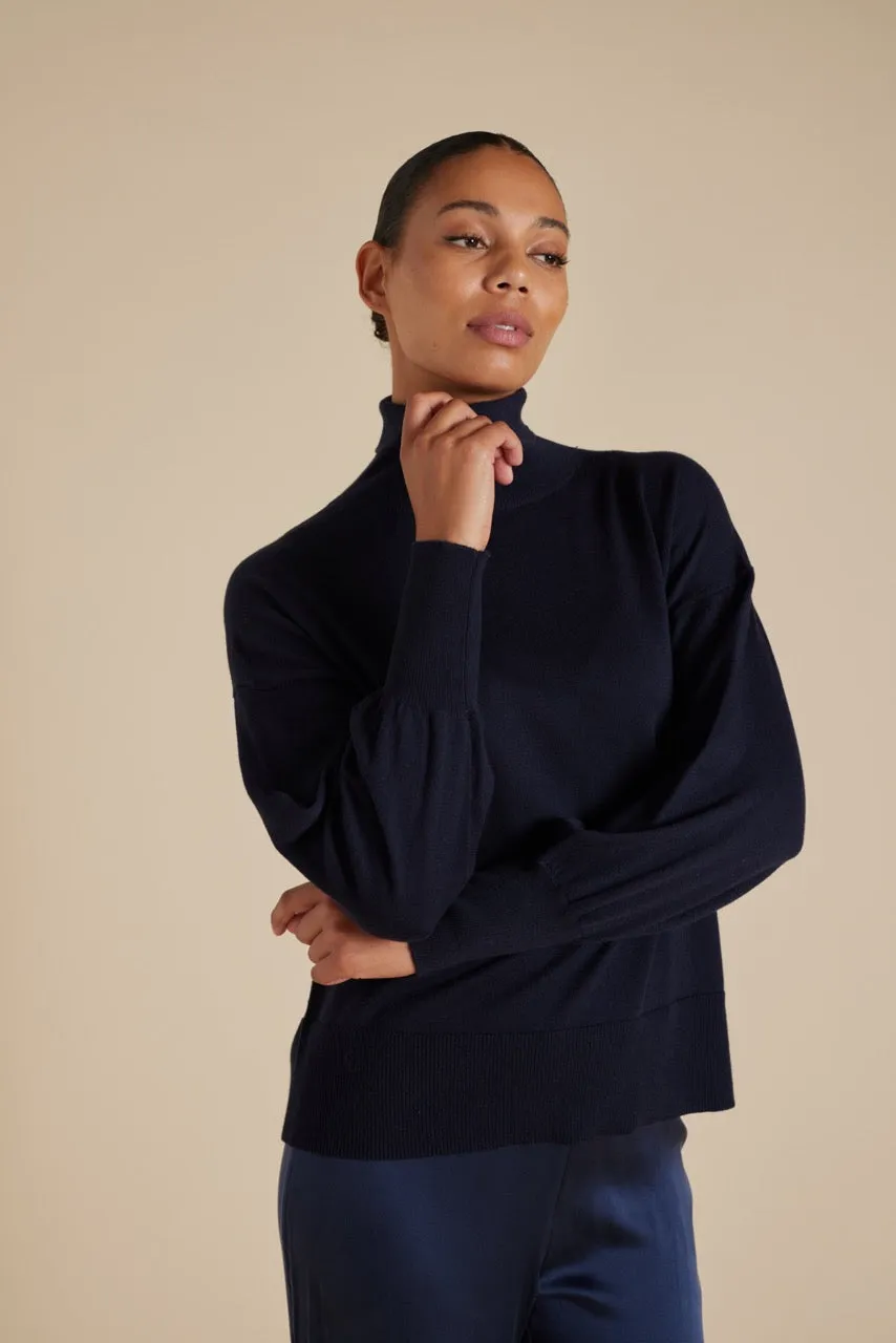 Opera Polo Knit in Neat Navy