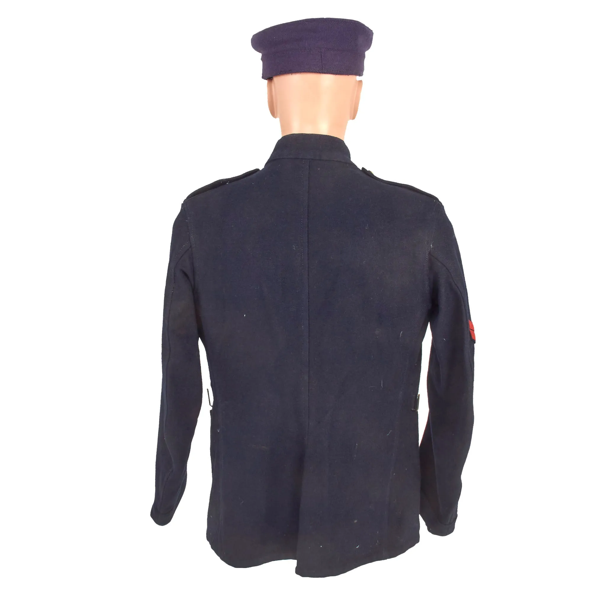 Original British Early 20th Century Named Royal Marines Light Infantry Plymouth Division Dress Blue Tunic With Cap and Service Information