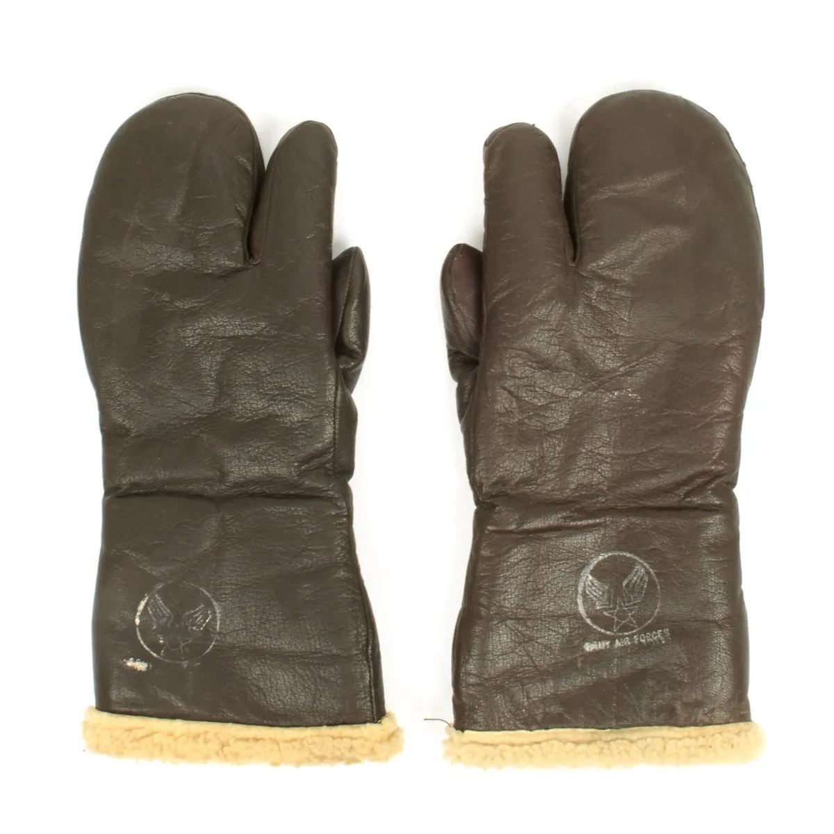 Original U.S. WWII Army Air Force A-9A Leather Flying Mitten Gloves