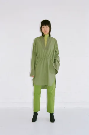 OVERSIZE TUNIC WITH BINDING - KHAKI / BOTTLE GREEN