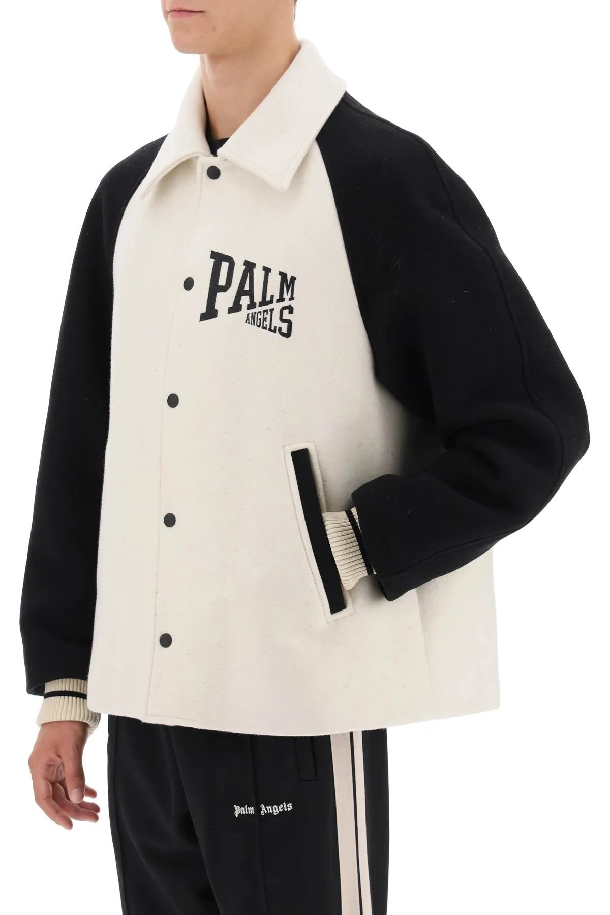 Palm Angels Wool Varsity Jacket With Embroidery