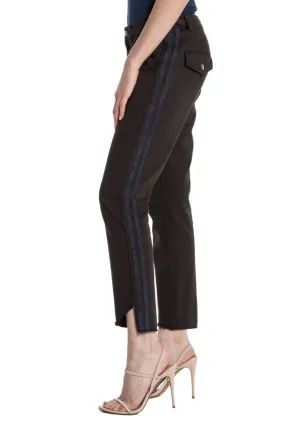 Pants with side tapes and Hi lo hem in Licorice