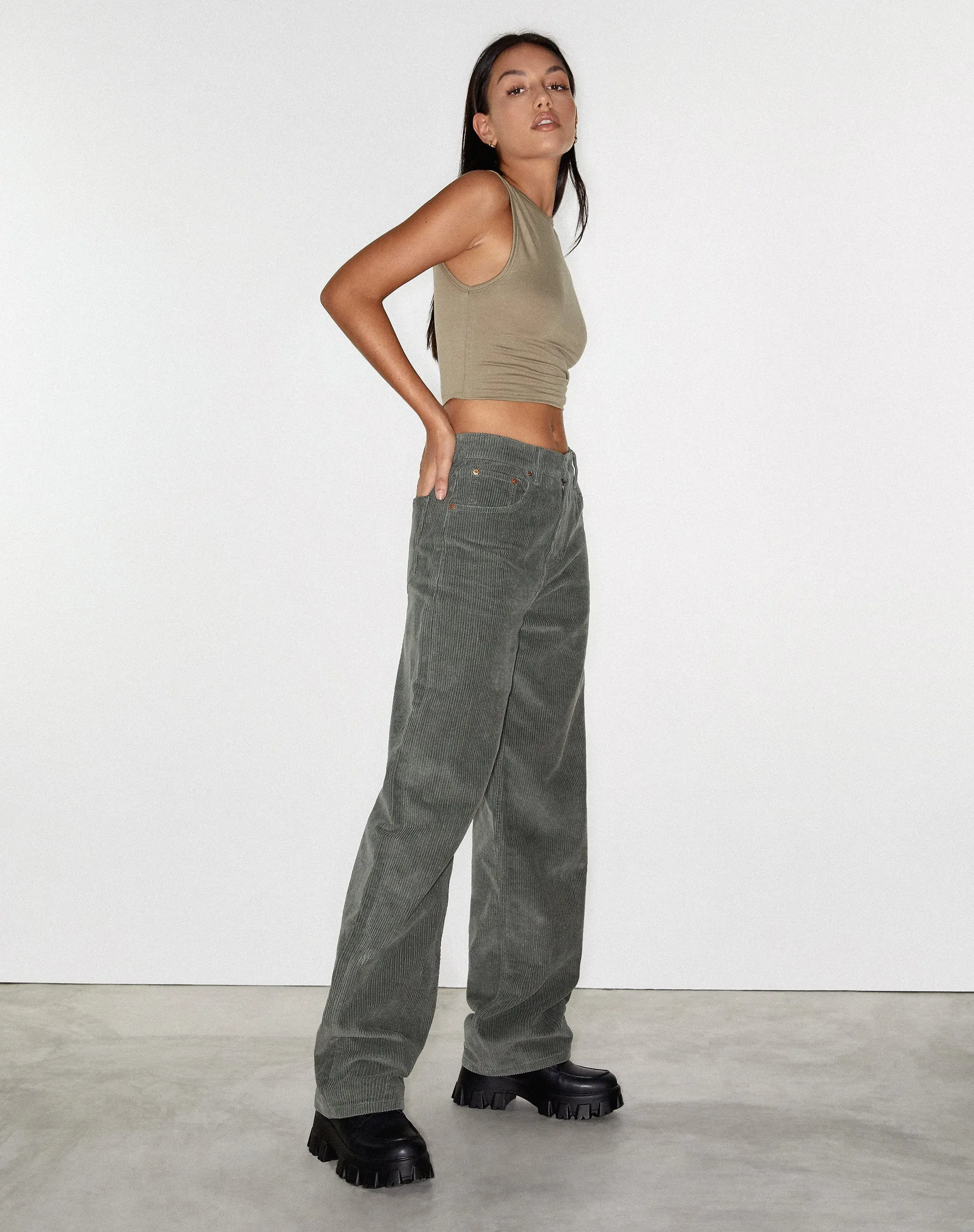 Parallel Jean in Cord Olive