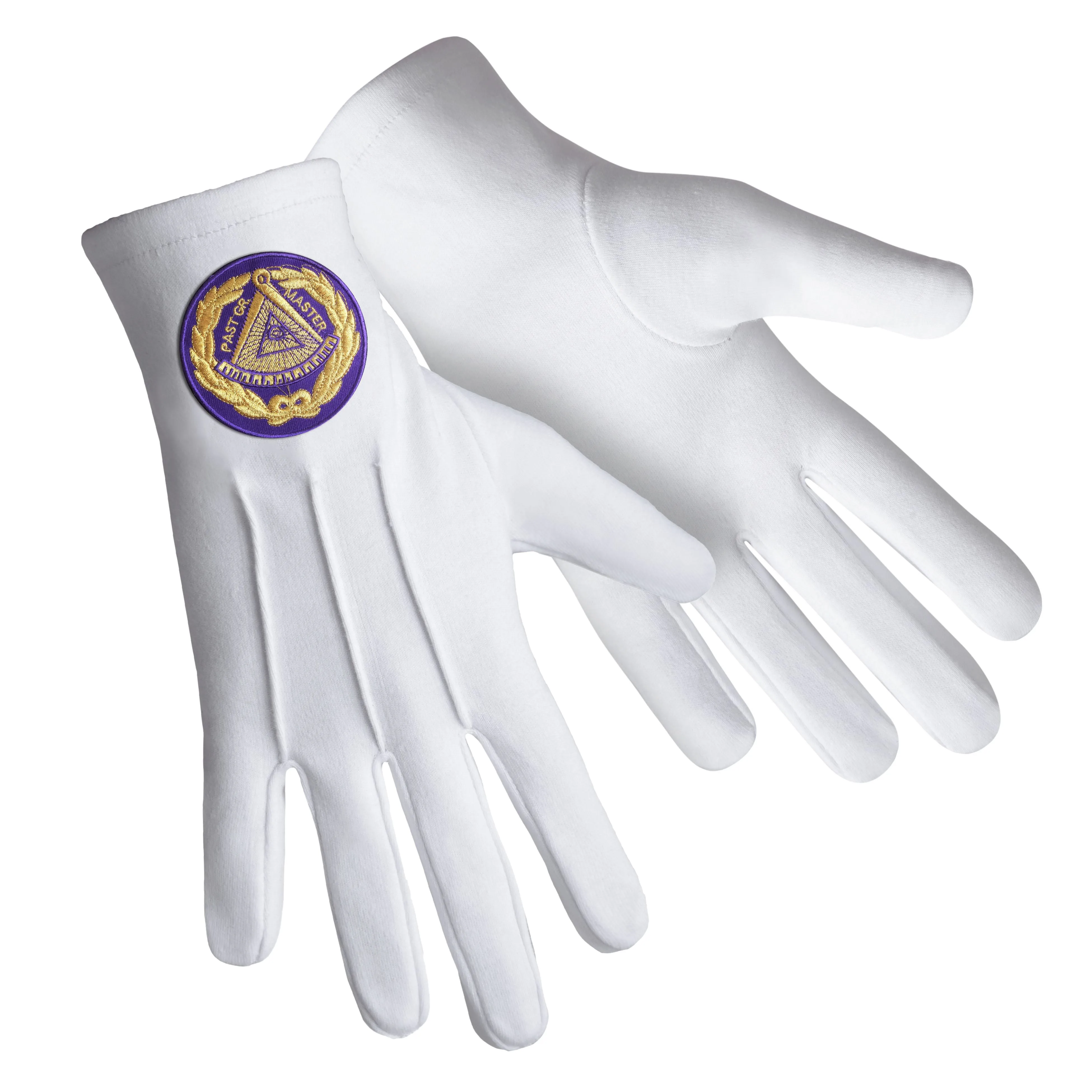 Past Grand Master Blue Lodge Gloves - Pure Cotton With Purple Patch