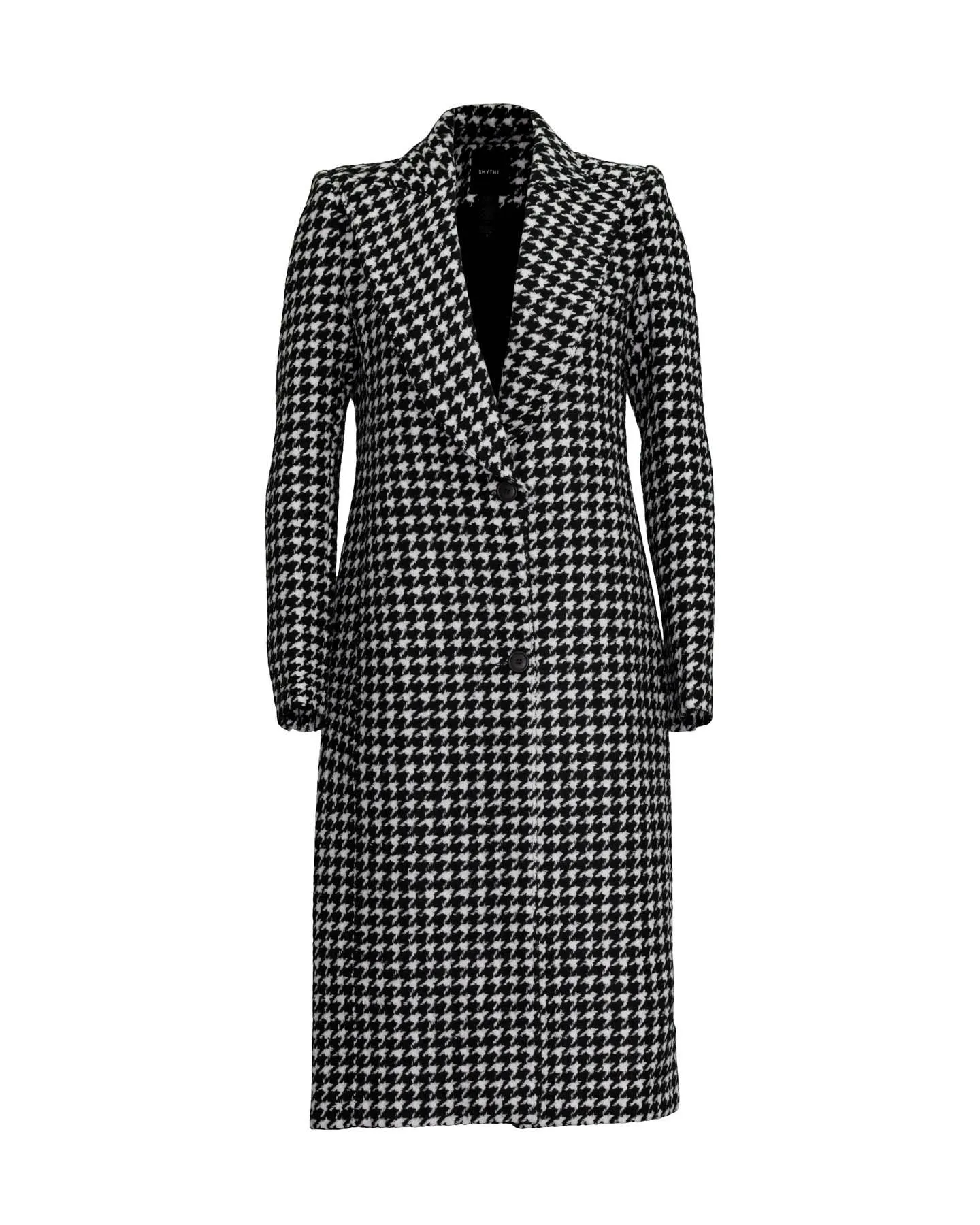 Peaked Lapel Coat Black White