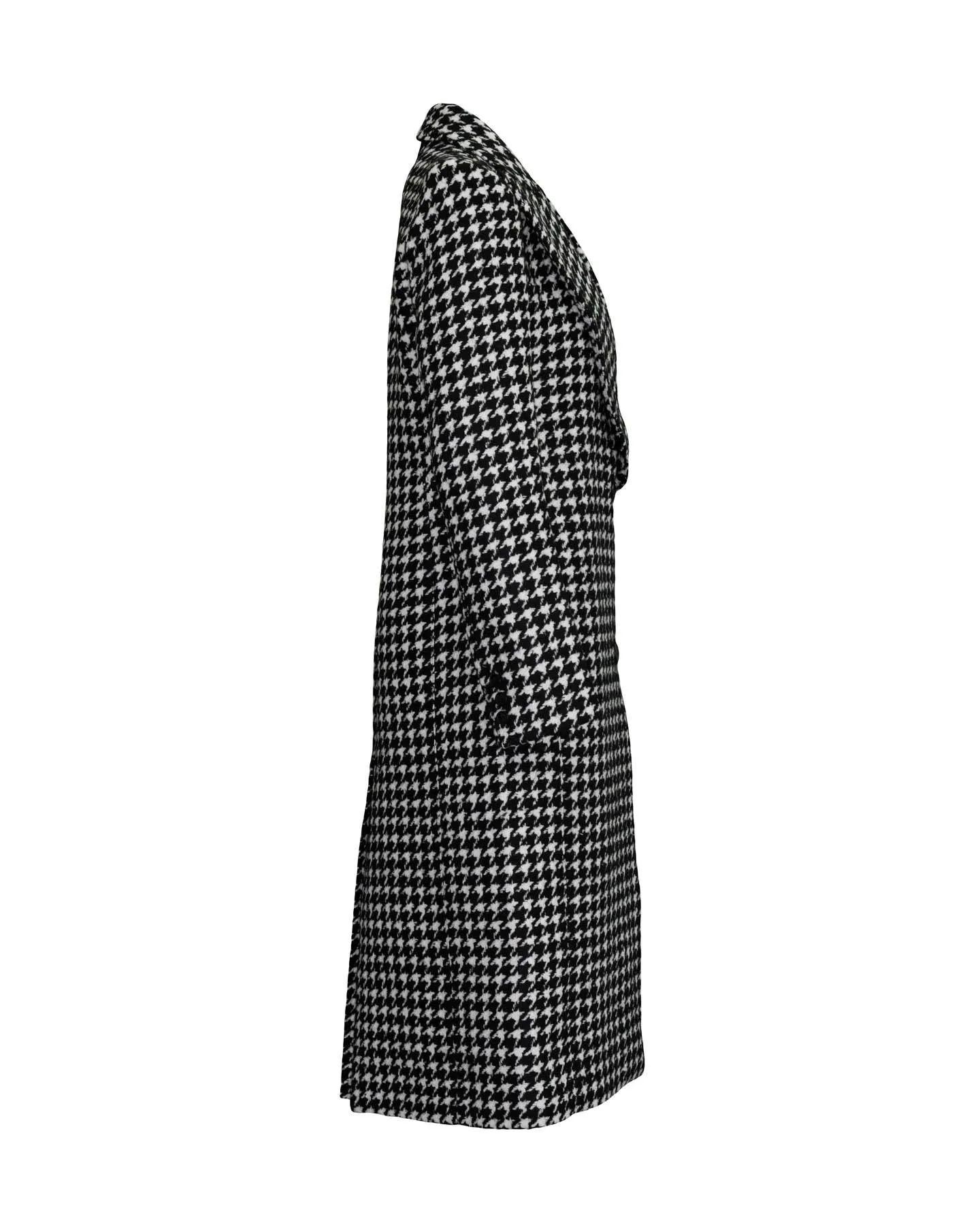 Peaked Lapel Coat Black White