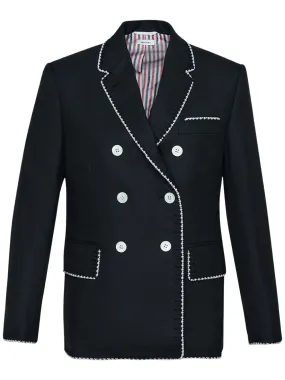 Pearl Stitch Detail Double Breasted Classic Sport Coat